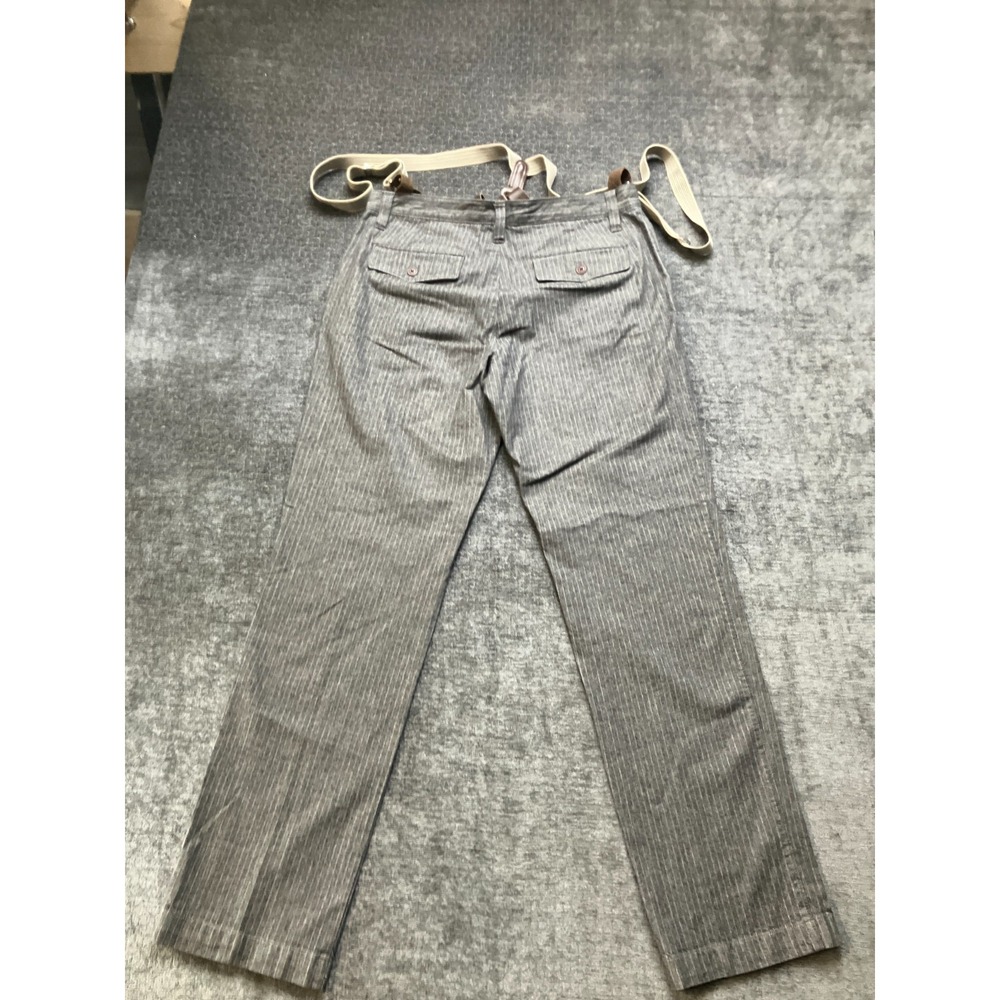 Fossil‎ Suspenders Pants Mens 32x32 Gray Pinstripe Cotton Low Rise Straight Leg
